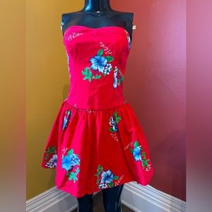 Hollister Red Floral Strapless Dress